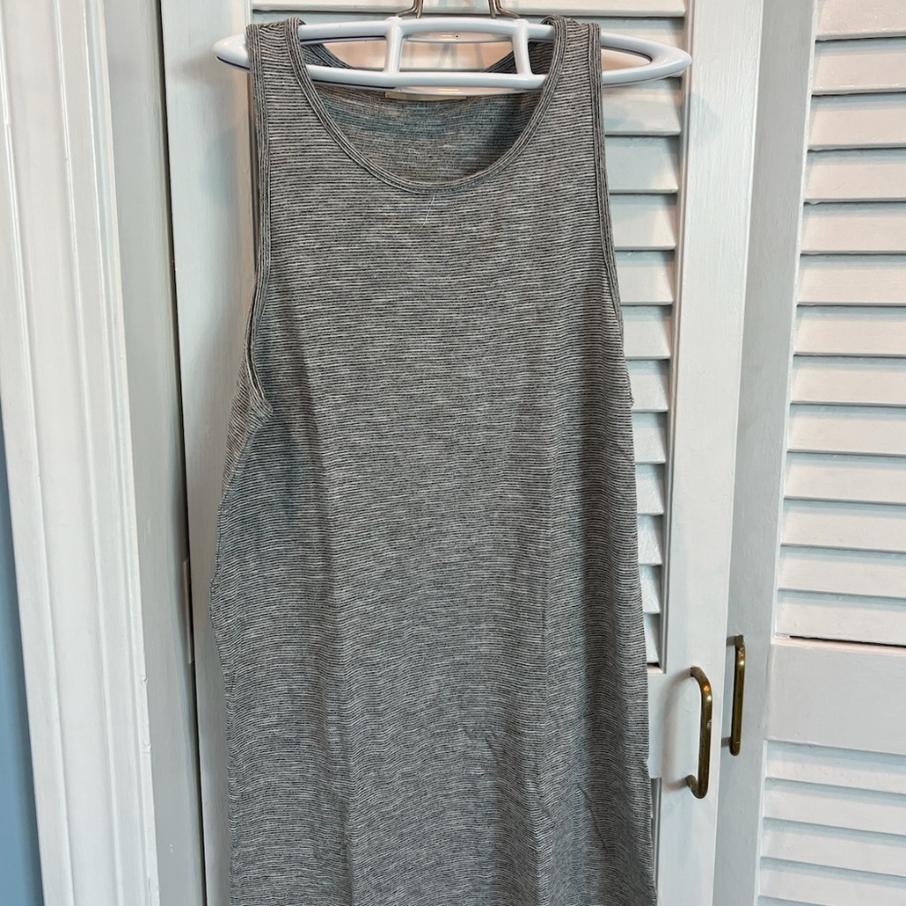 Marine Layer Thin Grey and White Stripe long layering